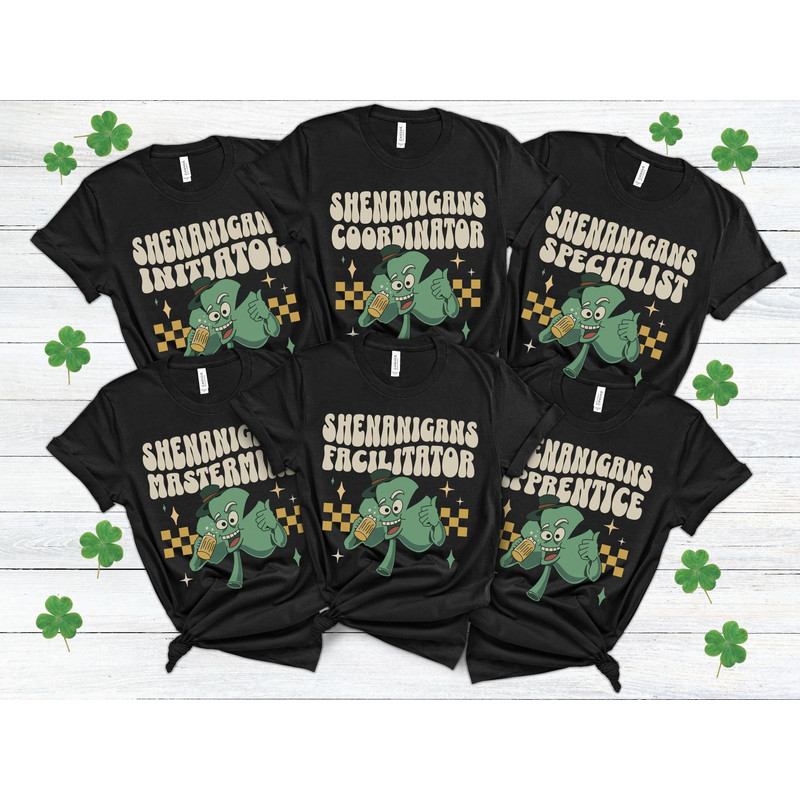 Matching St Patricks Day Shirts, Shenanigans Coordinator T-Shirts, Ireland Girls Trip Outfits, Irish Pub Crawl Tee, Retro Shamrock Sweater.jpg