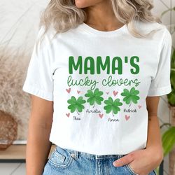 personalized mom shirt for st patricks day, personalized mothers day gift, nature themed customizable lucky clover tee,