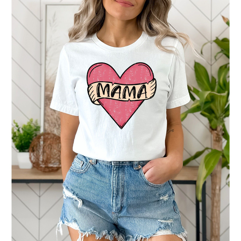 Mama Shirt, Mama Retro Heart Shirt, Mothers Day Gift, Custom Shirt for Mothers, Mom T shirt, Mommy Tee, Mom Gift, New Mommy Gift.jpg