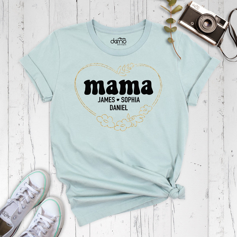 Custom Mama Shirt, Personalized Mom Shirt, Shirt With Kids Names, Mom Shirt With Kids Name, Mom Heart Shirt, Children Name Shirt, Mom Shirt.jpg