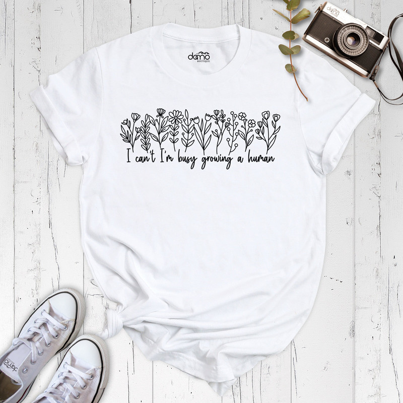 I Can't I'm Busy Growing A Human Shirt, Pregnancy Reveal, Funny Pregnancy Shirt, Mama Shirt, Funny Mama Shirt, Cute Maternity Shirt.jpg