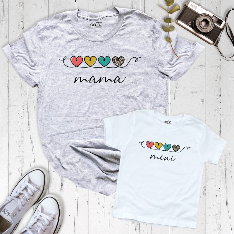 Mama Mini Matching Set, Hearts Mama Shirt, Hearts Mini Shirt, Mama Mini Heart Shirt, Mama and Mini Heart T-Shirt, Mama Mini Matching Shirt.jpg