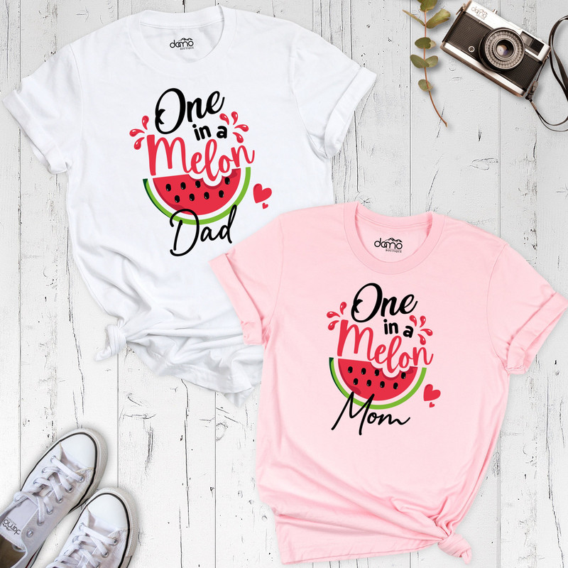 One in a Melon Mom Shirt, One in a Melon Dad Shirt, Family Matching Shirt, Summer Couples Shirt, Funny Watermelon Shirt, Vacation Shirt.jpg