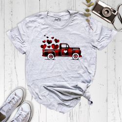 valentines truck heart shirt, love t-shirt, valentines days shirt, gift for wife, buffalo plaid hearts shirt, couple mat