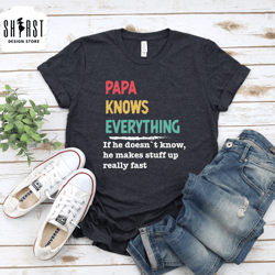 papa knows everything, super dad shirt, fathers day tee, shirt for dad, funny shirt for daddy, dads birthday gift, shirt