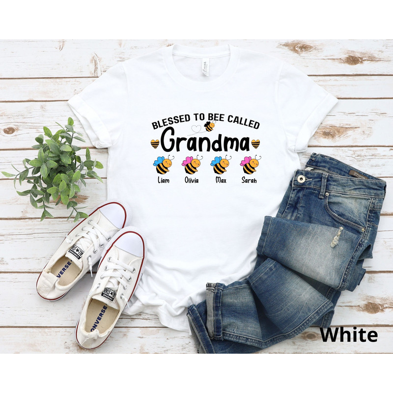 Blessed to be Called Grandma Shirt, Personalized Grandma Shirt with Grandkids names, Mothers Day Gift, Gift For Grandma, Bee Grandkids Tee.jpg