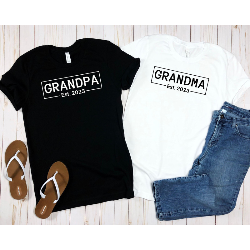 Custom Grandma And Grandpa Est Shirt, Grandma Est Shirt, Grandpa Est Shirt, Grandparents Pregnancy Reveal Shirt, Baby Announcement Shirt.jpg