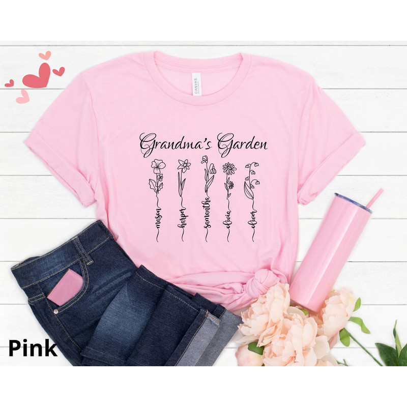 Custom Grandma's Garden Shirt, Personalized Grandma Shirt with Grandkids Name, Birth Month Grandma Shirt, Mothers Day Gift, Gift For Grandma.jpg