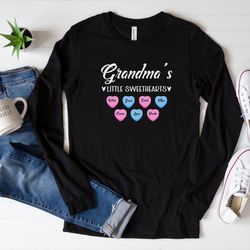 custom grandmas sweethearts long sleeve shirt, personalized grandma shirt with grandkids name, gift for grandma, grandma