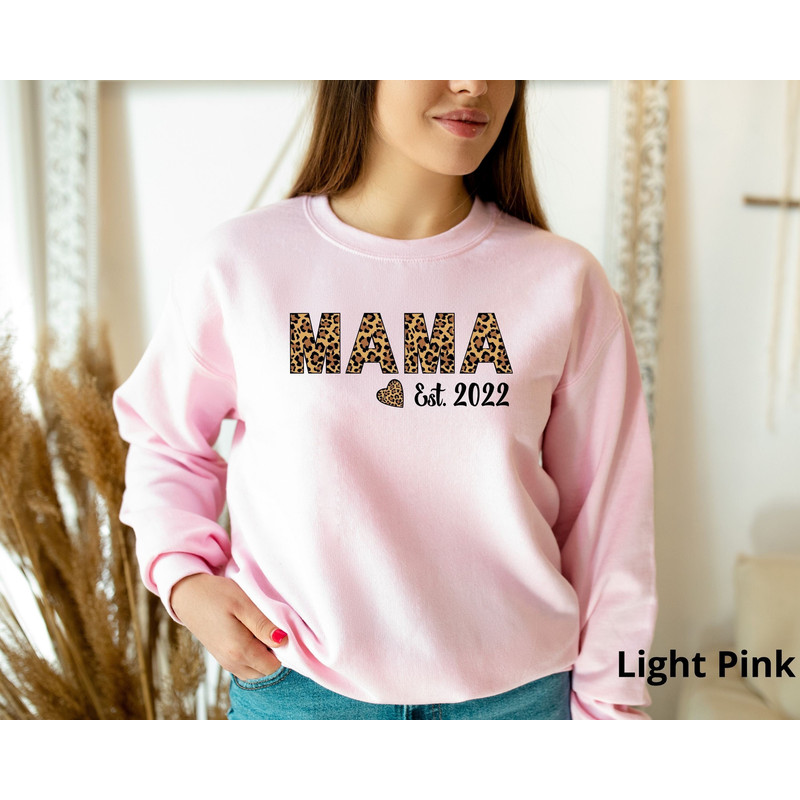 Custom Mama Est Sweatshirt, Leopard Mama Sweatshirt, Mothers Day Sweatshirt, First Mothers Day Gift, Mothers Day Gift, New Mom Sweatshirt.jpg