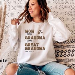 custom mom est grandma est sweatshirt, mothers day gift, leopard grandma sweatshirt, pregnancy reveal gift, gift for gra