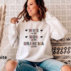 custom wife mom est grandma est sweatshirt, mothers day gift, leopard grandma sweatshirt, pregnancy reveal gift, gift fo