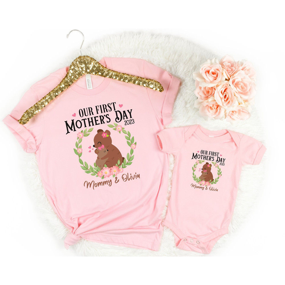 First Mother's Day Bear Matching Shirt, Personalized Our First Mothers Day Shirt, New Mom Mothers Day Gift, Mommy and baby 1st Mothers Day 1.jpg