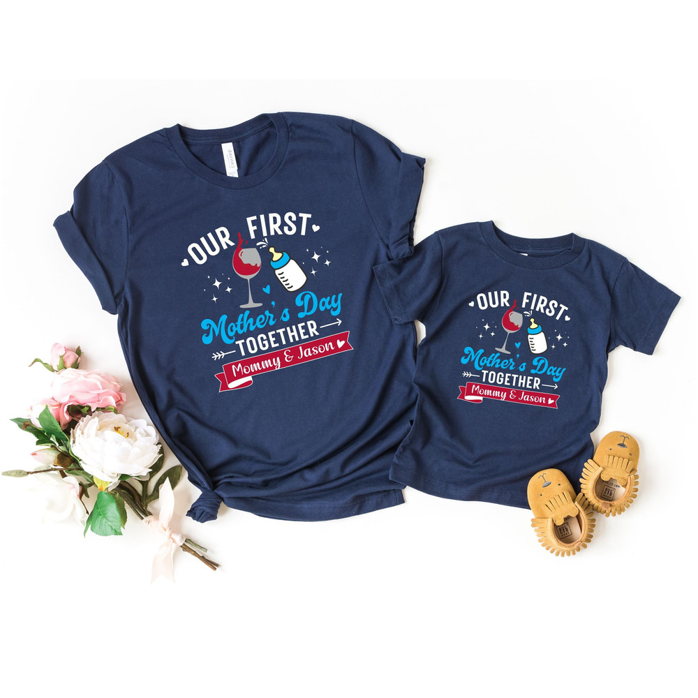 First Mother's Day Matching Shirt, Personalized Our First Mothers Day Shirt, New Mom Mothers Day Gift, Mommy and me First Mothers Day Outfit 1.jpg