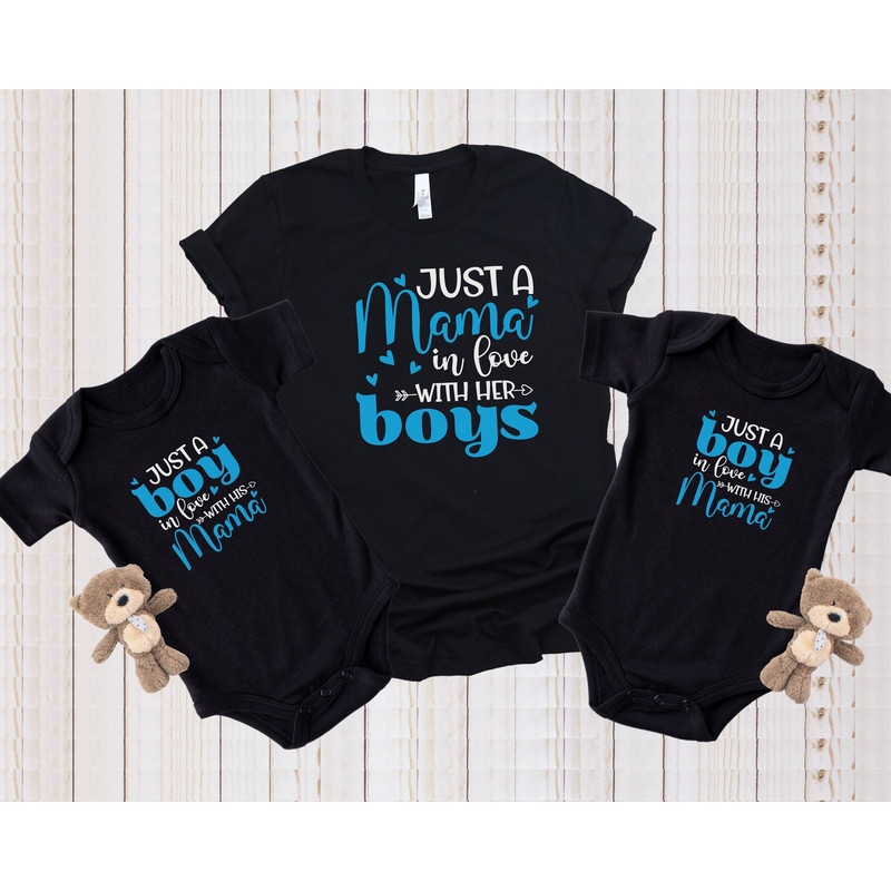 Just A Mama Who loves Her Boys Mommy and Me Shirts, Mother's Day Matching Shirts, Just a Boy Who loves His Mama Onesie, Mother's Day Gift.jpg