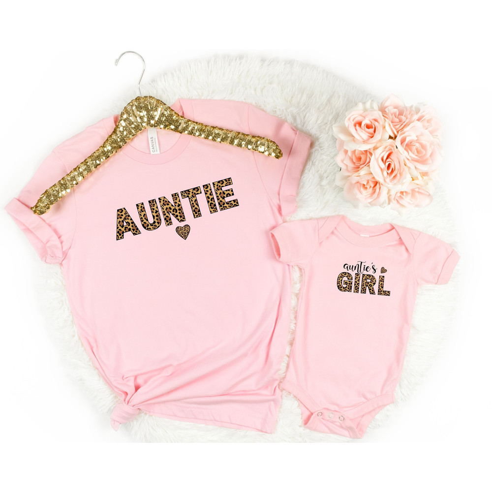 Leopard Auntie And Niece Matching Shirt, Leopard Auntie's Girl Onesie, Leopard Auntie Shirt, Auntie Baby onesie, Gift For New Auntie Shirt.jpg