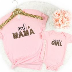 leopard girl mama shirt, leopard mamas girl onesie, mama mini matching shirt, mommy and me mothers day shirt, leopard to
