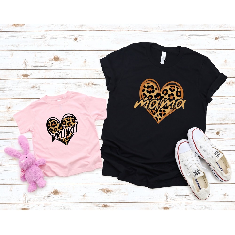 Mama Mini Leopard Heart Shirt, Leopard Mini Shirt, Mama Leopard, Mommy and me Shirt, Valentines Day, Mothers Day Shirt, Mini Onesie, New Mom.jpg