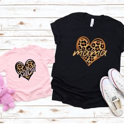 mama mini leopard heart shirt, leopard mini shirt, mama leopard, mommy and me shirt, valentines day, mothers day shirt,