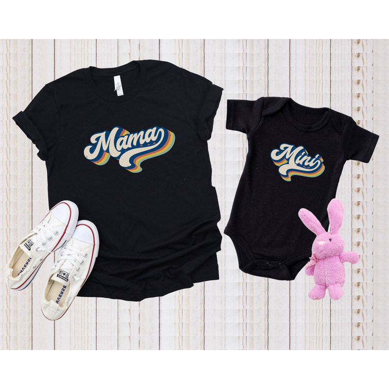 Mama Mini Shirts, Mothers day shirt, Retro Mama and Mini Matching Shirts, Mothers Day Gift, Mama and Baby, Mommy and Me, New Mom, Retro Mama.jpg