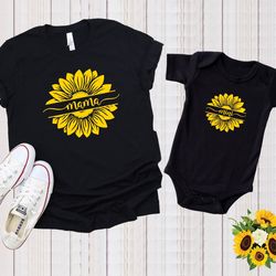Mama Mini Sunflower Shirt, Sunflower Mama Shirt, Sunflower Onesie, Matching Mom Baby, Mothers Day shirt, Mommy and Me, G