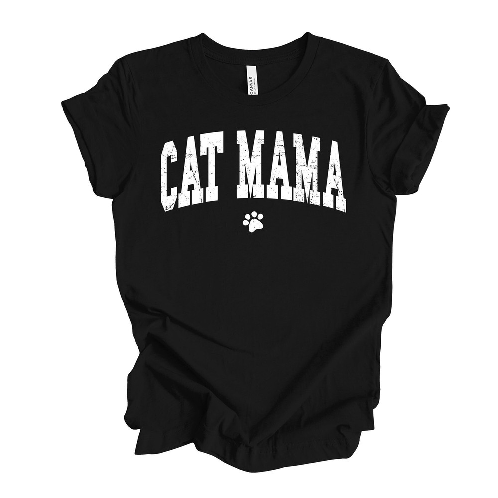 Cat Mom Tee, Cute Cat Mama with Little Cat Paw, Cat Mom Design on premium Bella + Canvas unisex shirt, 3 color choices, plus sizes.jpg