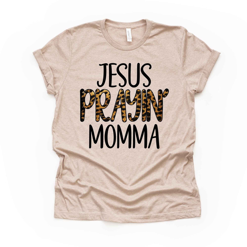 Christmas Mom Tee, Jesus Prayin' Momma, Praying Mom Design on premium unisex shirt, 3 color choices, 3x momma, 4x momma, plus size mom.jpg