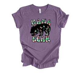 mama shirt, cute mama bear with wildflowers, mama bear design on premium unisex shirt, 6 color choices, 3x mama, 4x mama