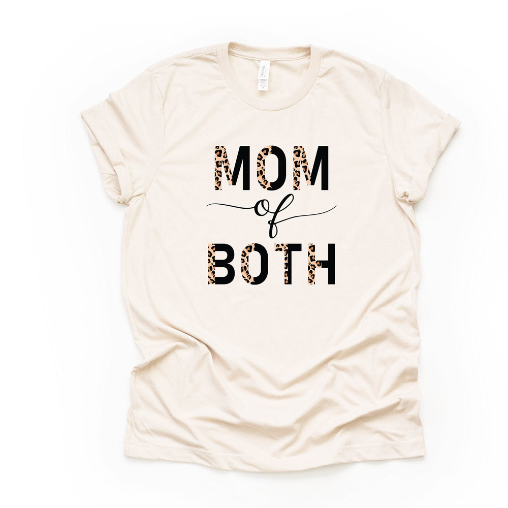 Mom of Both, Mom of Boys and Girls, Leopard Print Mom Design on premium unisex shirt, 3 color choices, 3x, 4x, plus sizes available.jpg