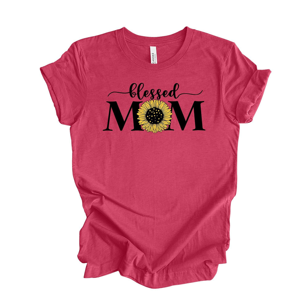 Mom Shirt, Super Cute Blessed Mom with Sunflower, Blessed Mom Design on premium unisex shirt, 3 color choices, 3x mama, 4x mama, plus sizes.jpg