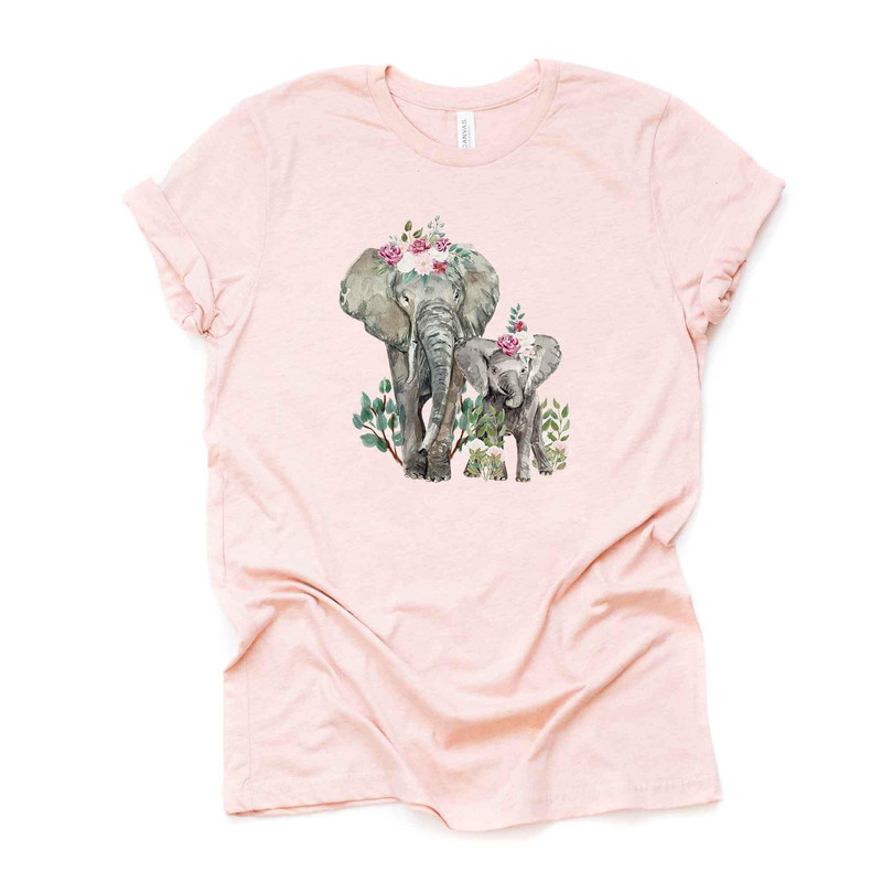 Watercolor Elephant Mom and Baby, Mother's Day, Elephant Baby and Mom Design on premium Bella + Canvas unisex shirt, plus sizes, baseball.jpg