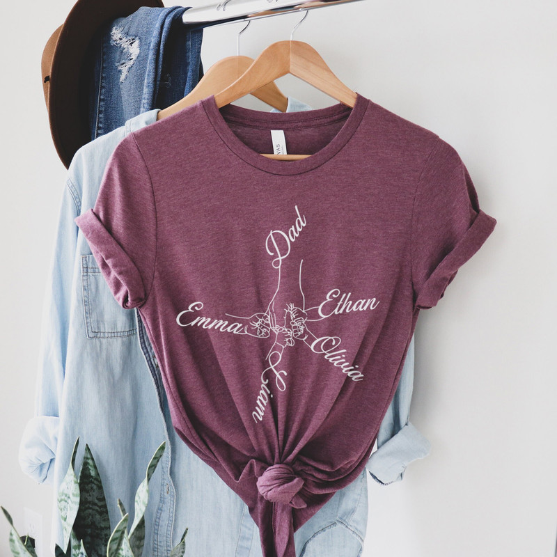 Custom Father With Child Hand Shirt, Father day Shirt, New Baby Shirt, Baby Shower Shirt, Parent and Child Shirt, Dad and Kid Shirt.jpg