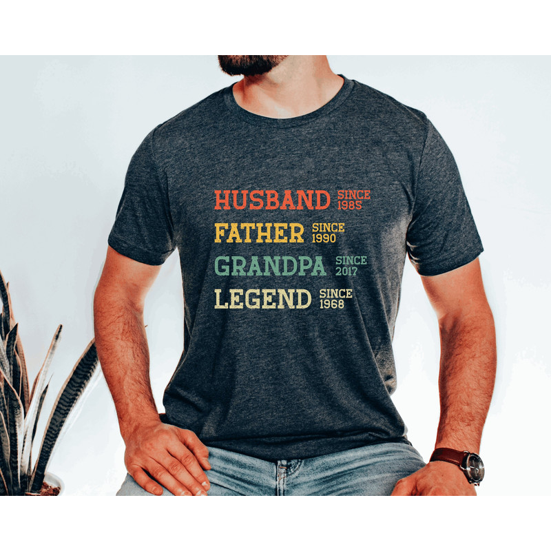 Personalized Dad Grandpa Shirt, Father's Day Shirt, Husband Father Grandpa Legend, Grandfather Custom Dates, Funny Dad Birthday Gift for Men.jpg