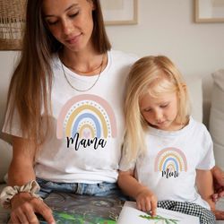 mama and mini boho rainbow shirt, mommy sweatshirt hoodie, mom and me matching shirt, mothers day gift