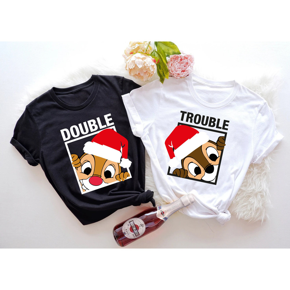 Chip and Dale Christmas Shirt, Double Trouble Shirt, Disney Christmas Couple Shirts, Chip and Dale Xmas Shirts, Chip and Dale Santa Shirt.jpg