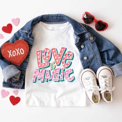 valentines day shirt love is magic retro for women tee  tshirt , valentine gift heart love mama dady coffee birthday nur