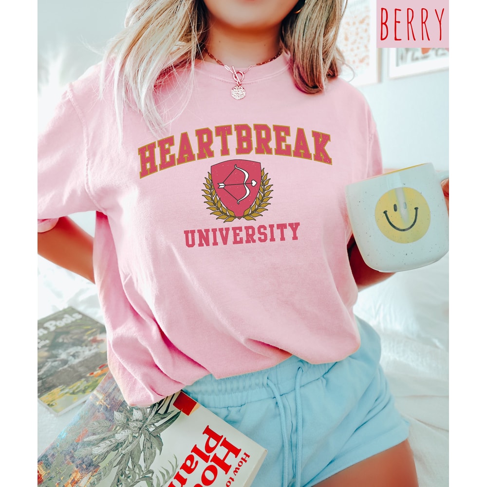 Retro Valentines Day Comfort Colors Shirt, Heartbreak University Shirt, Vintage Couples Shirt, Love Shirt, Heart Shirt, Proud Single Shirt.jpg