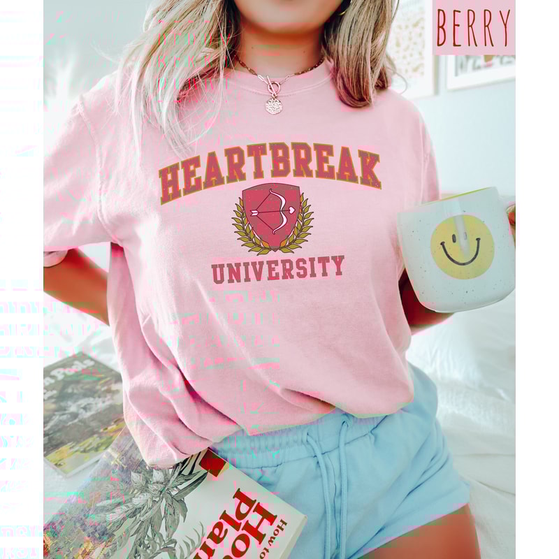 Retro Valentines Day Comfort Colors Shirt, Heartbreak University Shirt, Vintage Couples Shirt, Love Shirt, Heart Shirt, Proud Single Shirt.jpg