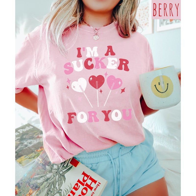 Retro Valentines Day Comfort Colors Shirt, I'm A Sucker For You Shirt, Vintage Couples Shirt, Love Shirt, Heart Shirt, Proud Single Shirt 1.jpg