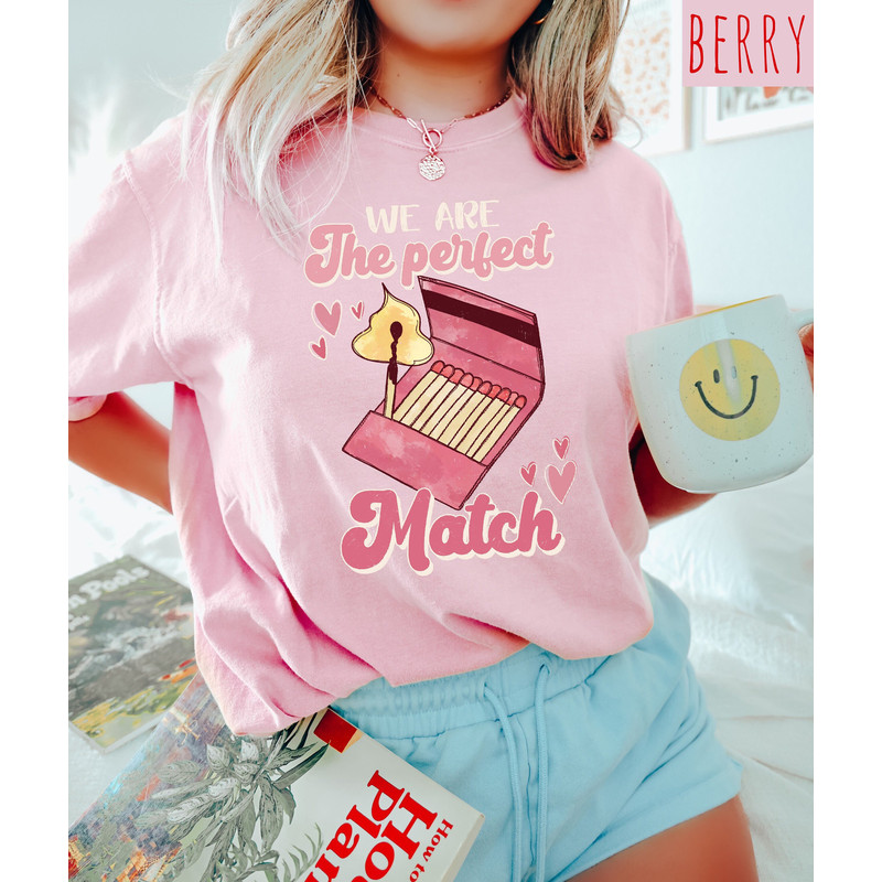 Retro Valentines Day Comfort Colors Shirt, We Are The Perfect Match, Vintage Couples Shirt, Love Shirt, Heart Shirt, Proud Single Shirt.jpg