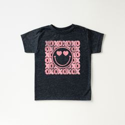 xoxo hugs kisses smiley shirt, toddler tee love shirt, cute holiday girls shirt, toddler youth heart tee, retro boho cut