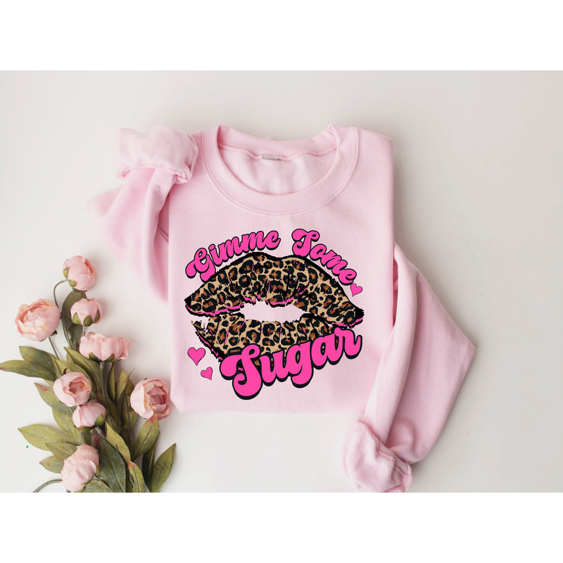 Gimme some Sugar Lips Shirt, Valentine's Day Gift, Retro Kiss Lips Shirt, Valentines Day Shirt, Leopard Lips, Girls Valentine Days Outfit.jpg