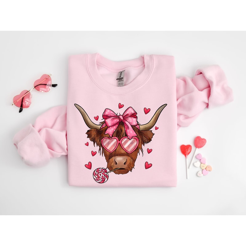 Highland Sweetheart Cow, Valentine's Day Cow shirt,Moo Cow shirt, Valentine Hoodie, Cow Mom, Cow Lover Sweatshirt,Cute Valentine Day Outfit.jpg