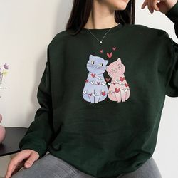 cat sweatshirt, valentine cat shirt, couple sweatshirt, cute valentines day sweatshirt, cat lover gift, cute valentines