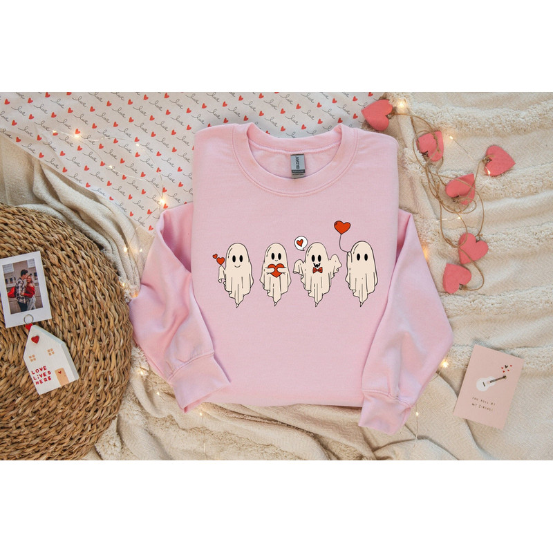 Ghost Sweatshirt, Valentine Sweatshirt, Cute Ghost Shirt, Valentines Day Sweater, Valentines Gift, Sweatshirt For Woman.jpg