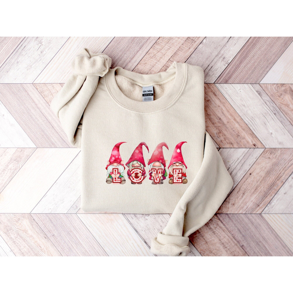 Gnome Sweatshirt, Love Shirt, Funny Valentine Sweatshirt, Couple Matching, Cute Gnome, Valentines Day Shirt, Gift For Valentine.jpg