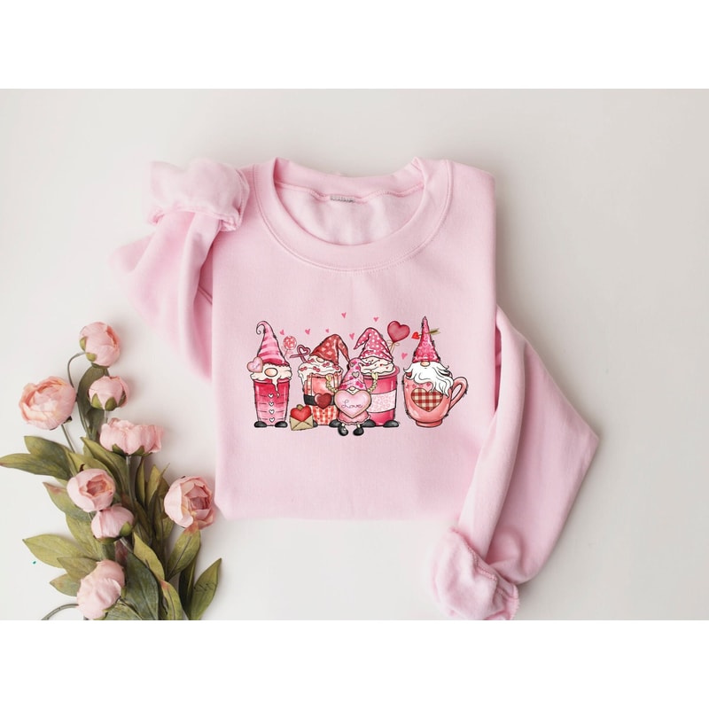 Gnome Sweatshirt, Valentine Sweatshirt, Gnome Coffee, Cute Sweatshirt, Love Shirt, Vintage Sweater, Gift For Valentine.jpg