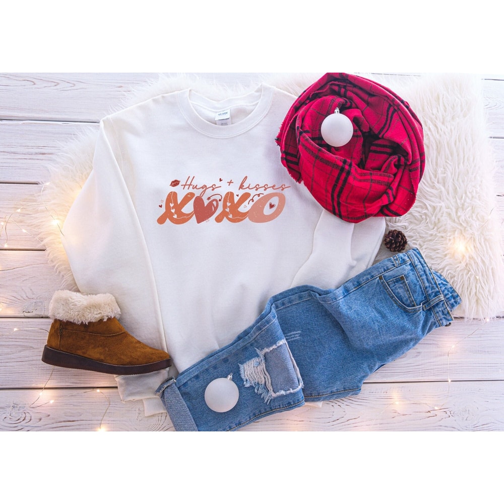 Hugs Kisses Sweatshirt, Valentines Day Shirt, XOXO Sweatshirt, Valentines Sweatshirt, Retro Valentine, Valentines Day Hoodie, Gift Wife.jpg