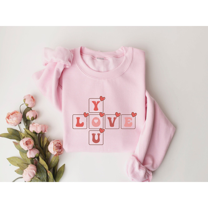 Love You Sweatshirt, Cute Sweater, Heart Shirt, Valentine Sweatshirt, Valentines Day Shirt, Retro Valentine Sweatshirt, Gift For Woman.jpg