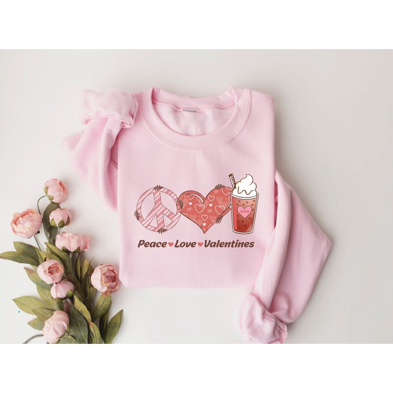 Peace Love Valentines Sweatshirt, Heart Sweatshirt, Valentine Shirt, Love Shirt, Funny Sweatshirt, Vintage Valentine, Gift For Woman.jpg
